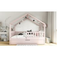 Domečková postel Domi bis s úložným prostorem - 80 x 160 / růžová