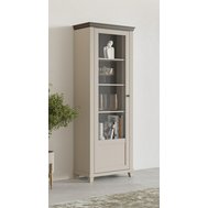 Úzká vitrína Evora 1 v béžovém odstínu s dekorem dub dunin - levá 01