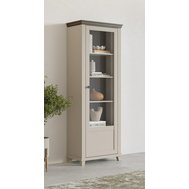 Úzká vitrína Evora 2 v béžovém odstínu s dekorem dub dunin - pravá 01