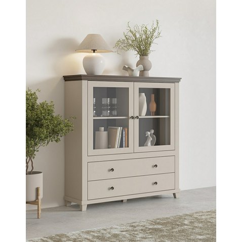 Vitrína Evora světlá béžová s přírodním dekorem dubu dunin 01