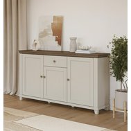 Elegantní komoda Evora 2 – béžový odstín a dřevěný dekor dub dunin 01