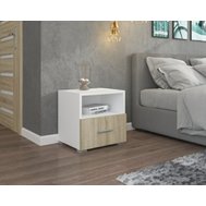 Elegantní noční stolek Emilia 3 - bílý mat/dub sonoma