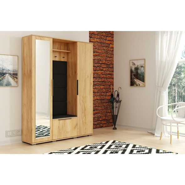 Velká předsíňová stěna Laura - craft zlatý - 01