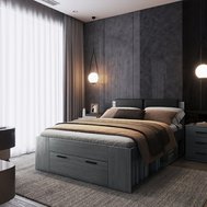 Manželská postel s úložným prostorem Galaxy 3 - 180 x 200 cm / šedý dub