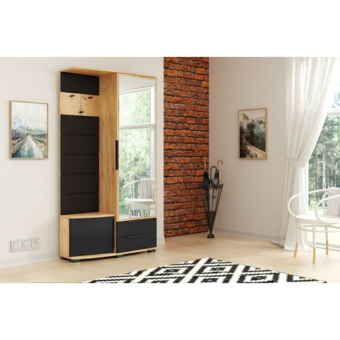 Předsíňová stěna Cleo - craft zlatý/černý mat - 01