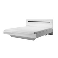 Manželská postel Hektor 2 - 180 x 200 cm - bílá / bílý lesk / černá