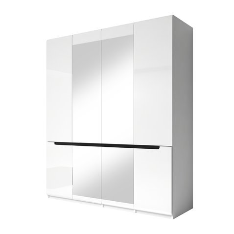Designová šatní skříň Hektor 2 - 180 cm - bílá / bílý lesk 01