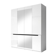 Designová šatní skříň Hektor 2 - 180 cm - bílá / bílý lesk / černá