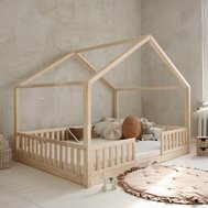 Prostorná domečková postel Housebed Duo 140 x 200 - přírodní 01