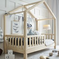 Dětská postel Housebed se zábranou 80 x 160 cm - přírodní borovice