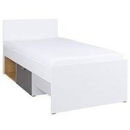 Jednolůžková postel Joker 15 - bílá/grafit/šedá/dub lefkas