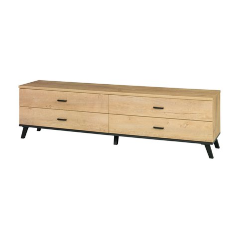 Nízká šuplíková komoda John 6 - dub lefkas/černá - 01