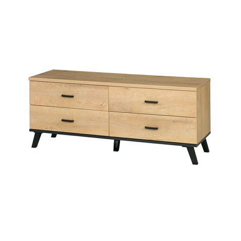 Televizní stolek se zásuvkami John  7 - dub lefkas/černá - 01