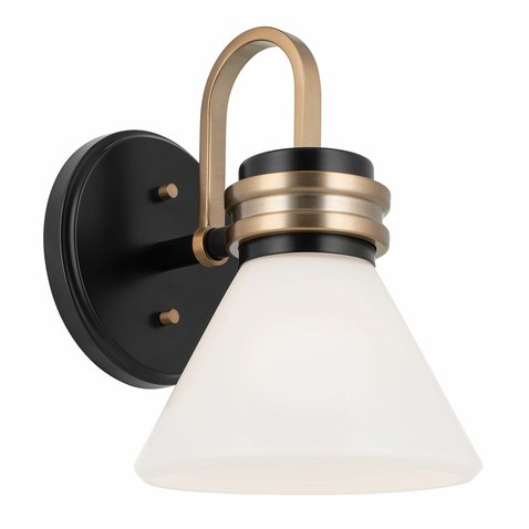 Koupelnové nástěnné svítidlo Farum – černá s champagne bronz akcenty 01