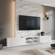 KLER závěsný TV stolek s policí - bílý  mat 01