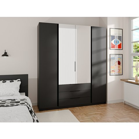 Moderní šatní skříň Kaja - černá - 01