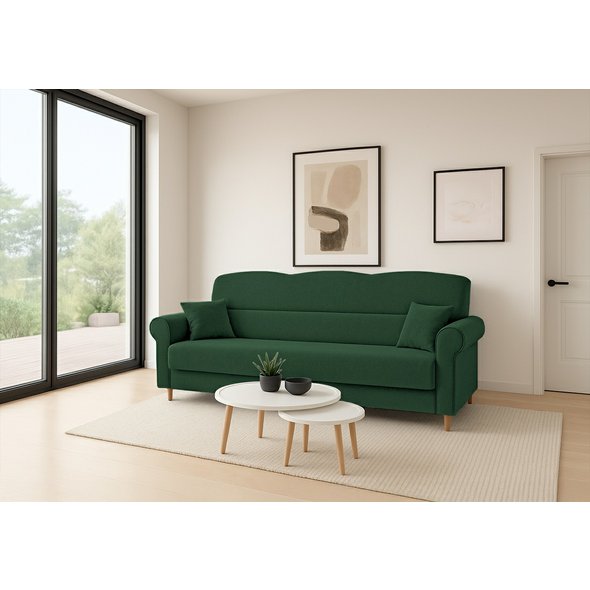 Třímístná rozkládací pohovka Florine - tmavě zelená