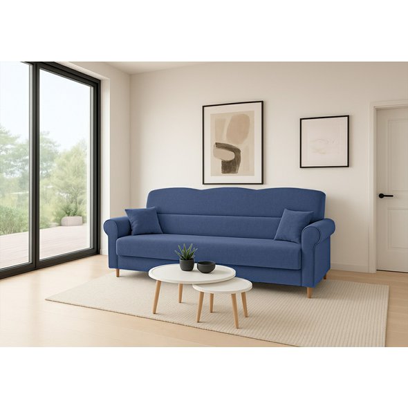 Třímístná rozkládací pohovka Florine - tmavě modrá