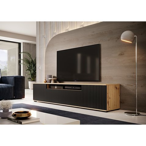 Designový TV stolek Agnes 1 - dub artisan / černá - 01