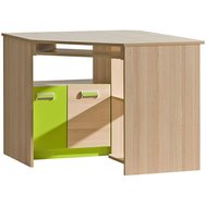 Rohový psací stůl Lorento 2- jasan coimbra / zelená limetka