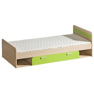 Jednolůžková postel s úložným prostorem Lorento - jasan coimbra / zelená limetka