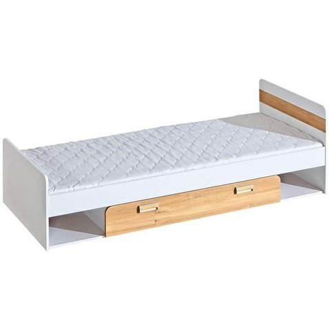Jednolůžková postel s úložným prostorem Lorento 12 - bílá/dub nash - 01