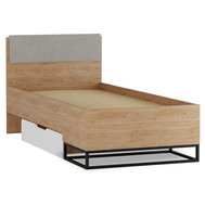 Jednolůžková postel Landro - dub hikora/bílá matná
