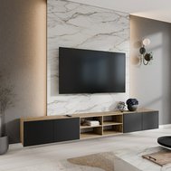 TV stolek závěsný s policí LIO 300 cm - dub artisan/černý mat 01