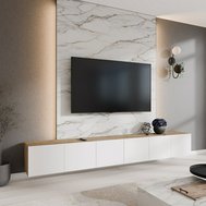 Moderní LIO závěsný TV stolek 300 cm - dub artisan/bílý mat