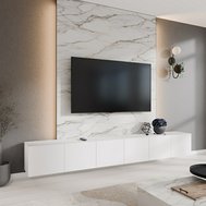 Závěsný TV stolek LIO 300 cm - bílý mat