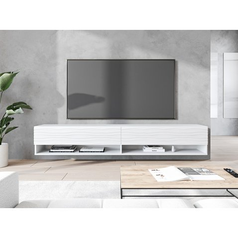 Závěsný televizní stolek Lowboard A 180 cm - bílá 01