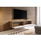 Závěsný televizní stolek Lowboard D 140 cm - dub wotan / bílý lesk 03