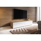 Závěsný televizní stolek Lowboard D 140 cm - dub wotan / bílý lesk 02