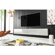 Minimalistický televizní stolek Lowboard D 180 cm - bílá / bílý lesk