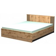 Dvoulůžková postel s úložným prostorem Lamelo - dub wotan/černá