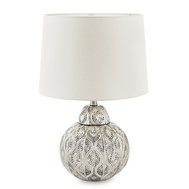 Stolní lampa s kovanou podstavou 143542 - bílá / stříbrná