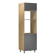 Vysoká kuchyňská skříňka Langen D60ZL – tmavě šedá / dub artisan