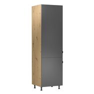 Kuchyňská skříňka Langen D60ZL – pro vestavnou lednici - tmavě šedá / dub artisan