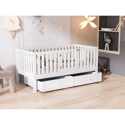 Ohrádková postel Lemur 4 se dvěma šuplíky - 90 x 180 cm - bílá 01