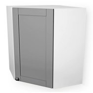 Horní rohová kuchyňská skříňka Linea G60N/P - bílá / šedá - pravé provedení