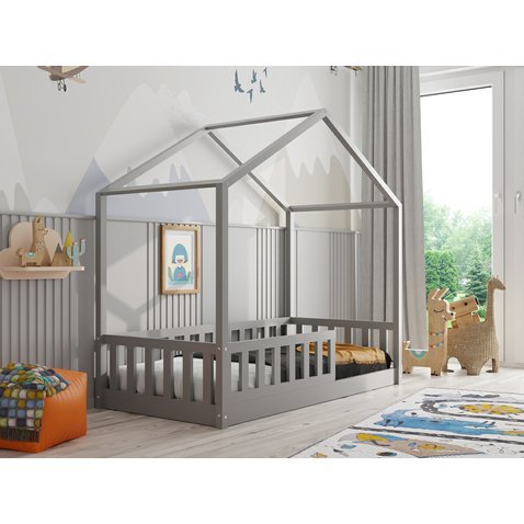 Dětská postel domeček Emily 1 - 90 x 200 cm / šedá 01