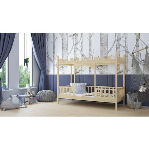 Dětská postel ve tvaru zámku Dragon 2 - 80 x 160 cm - přírodní borovice 01