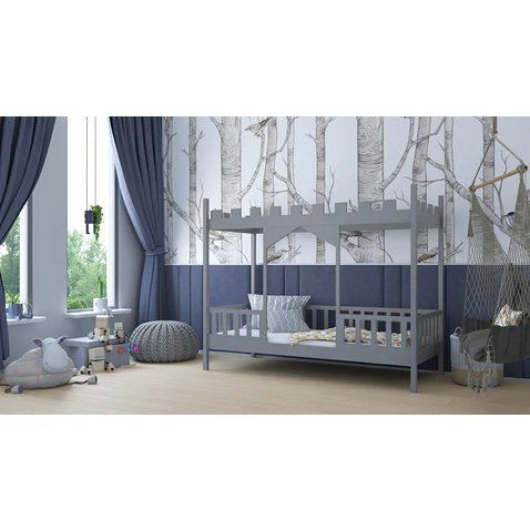 Dětská postel ve tvaru zámku Dragon 2 - 90 x 190 cm - šedá 01