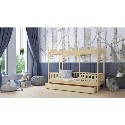 Masivní dětská postel Dragon 3 s úložným prostorem - 80 x 160 cm - přírodní borovice 01