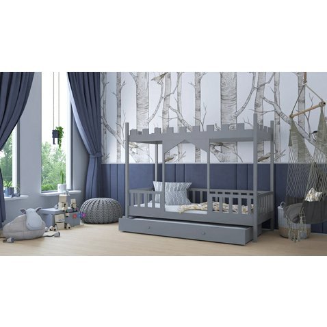 Masivní dětská postel Dragon 3 s úložným prostorem - 90 x 190 cm - šedá 01
