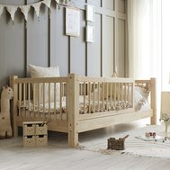 Masivní dětská postel Basic Alto se zábranou - 90 x 190 / přírodní
