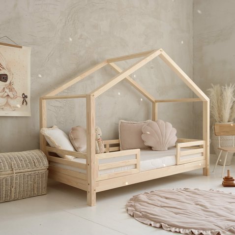 Prostorná domečková postel Housebed Fello Duo - 100 x 200 cm / přírodní 01