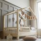 Dětská postel Housebed domeček se zábranou (kulaté příčky) - 80 x 200 / přírodní 02