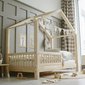 Domečková postel Housebed se zábranou (kulaté příčky) - 70 x 140 cm / přírodní 03