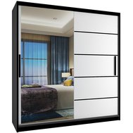 Stylová šatní skříň se zrcadlem Aldea 158 cm - černá/bílá